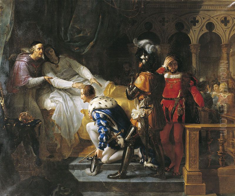 La Mort de Louis XII surnomme le Pere du peuple Oil Painting by Merry-Joseph Blondel