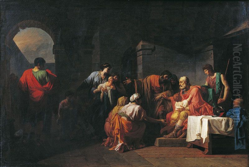 Belisaire recevant l'hospitalite d'un paysan ayant servi sous ses ordres Oil Painting by Jean-Francois-Pierre Peyron