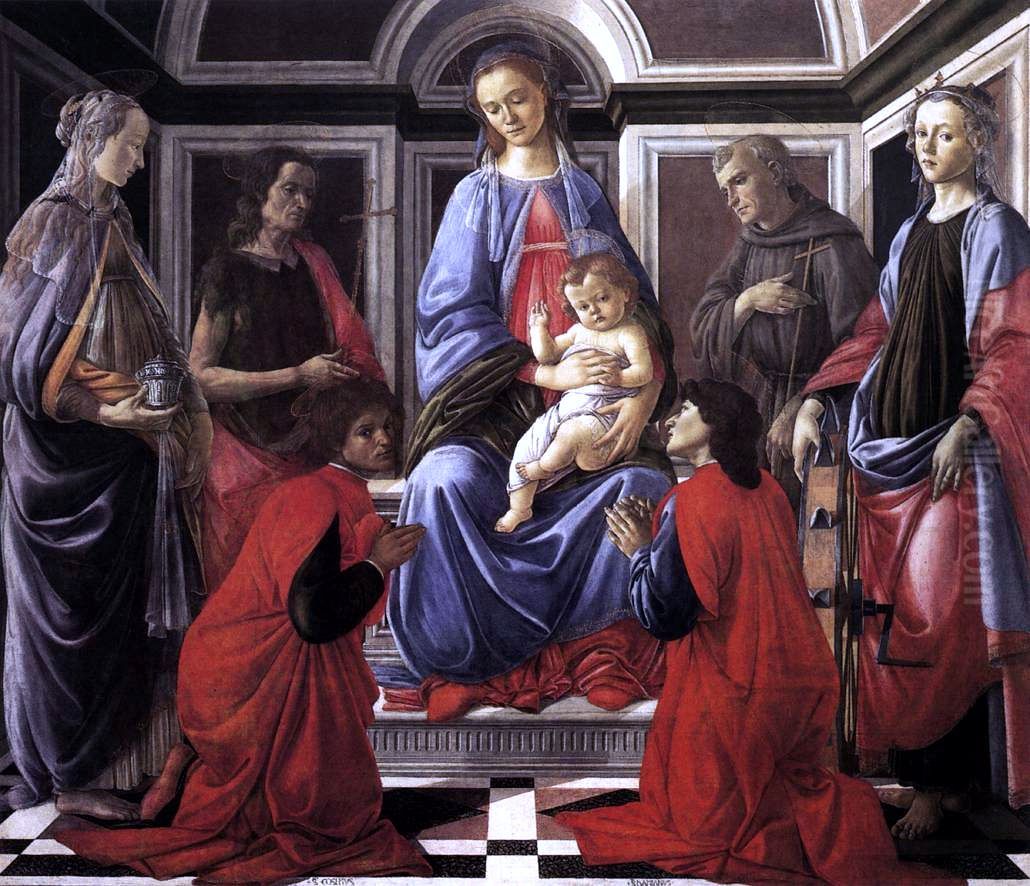 Madonna and Child with Six Saints (Sant'Ambrogio Altarpiece) Oil Painting by Sandro Botticelli