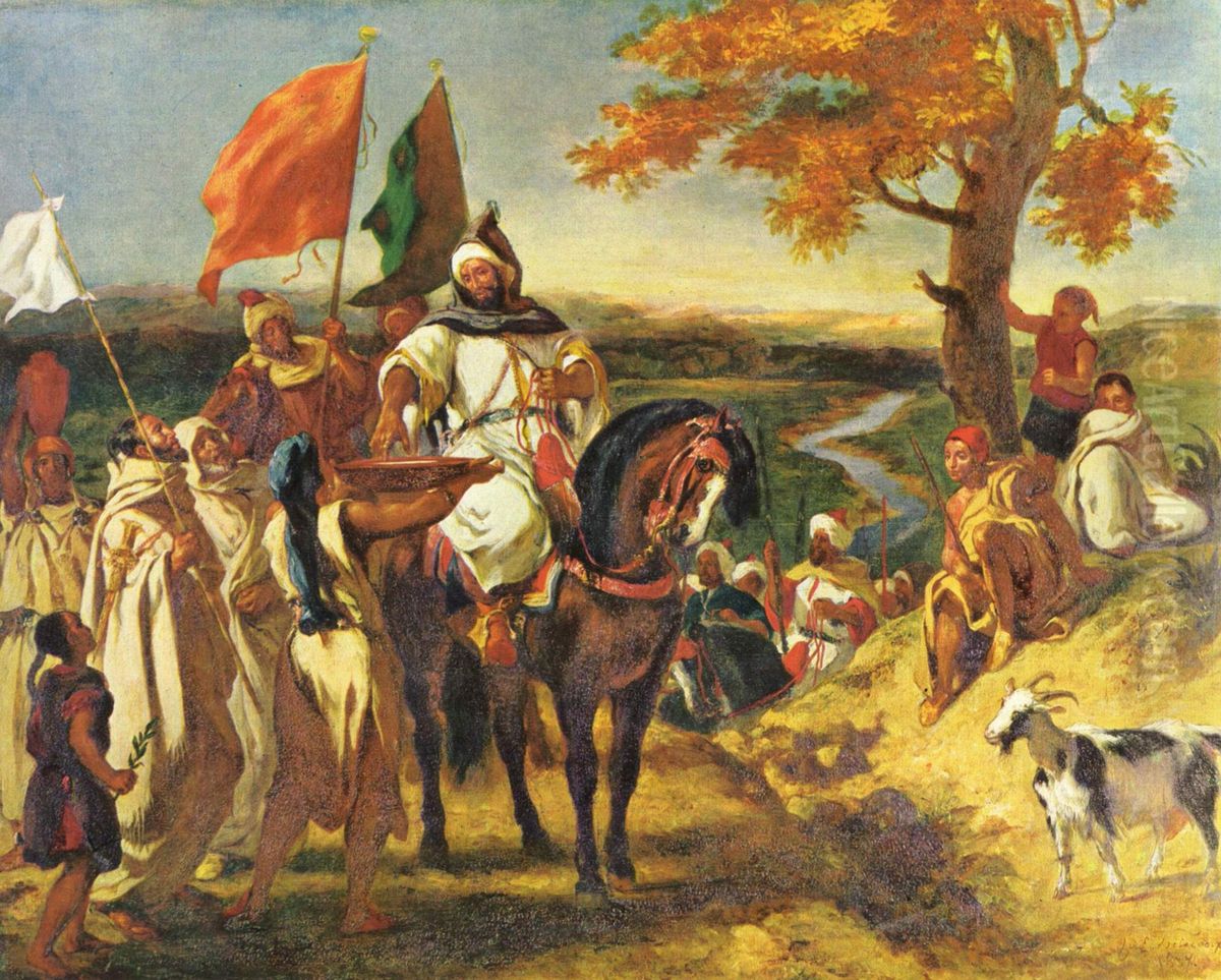 Moroccan caid visiting his tribe Oil Painting by Eugene Delacroix