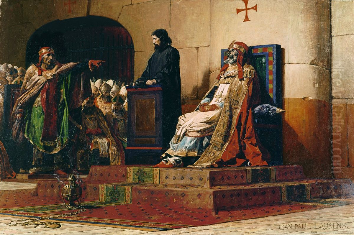 Le Pape Formose et Etienne VI- LeConcile cadaverique Oil Painting by Jean-Paul Laurens