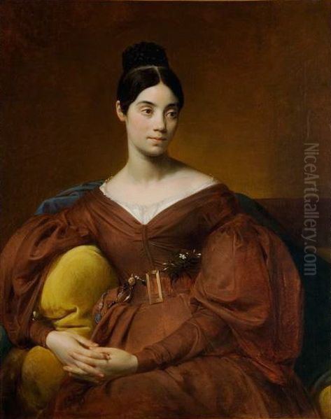 Portrait de Madame Felix Crucy Oil Painting by Auguste Hyacinthe Debay