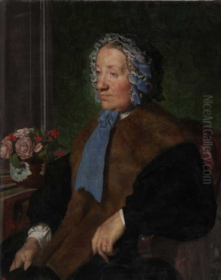 Portrait de la mere du peintre Oil Painting by Jules-Elie Delaunay