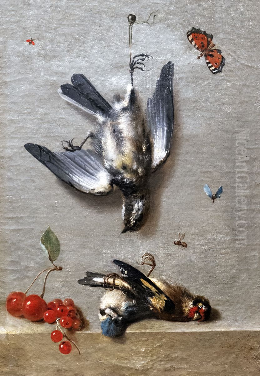 Still life with two dead birds, a mouse and three insectsFrancais:Nature morte avec deux oiseaux morts, une souris et trois insectesItaliano:Natura morta con due uccelli morti, un topo e tre insetti Oil Painting by Jean-Baptiste Oudry