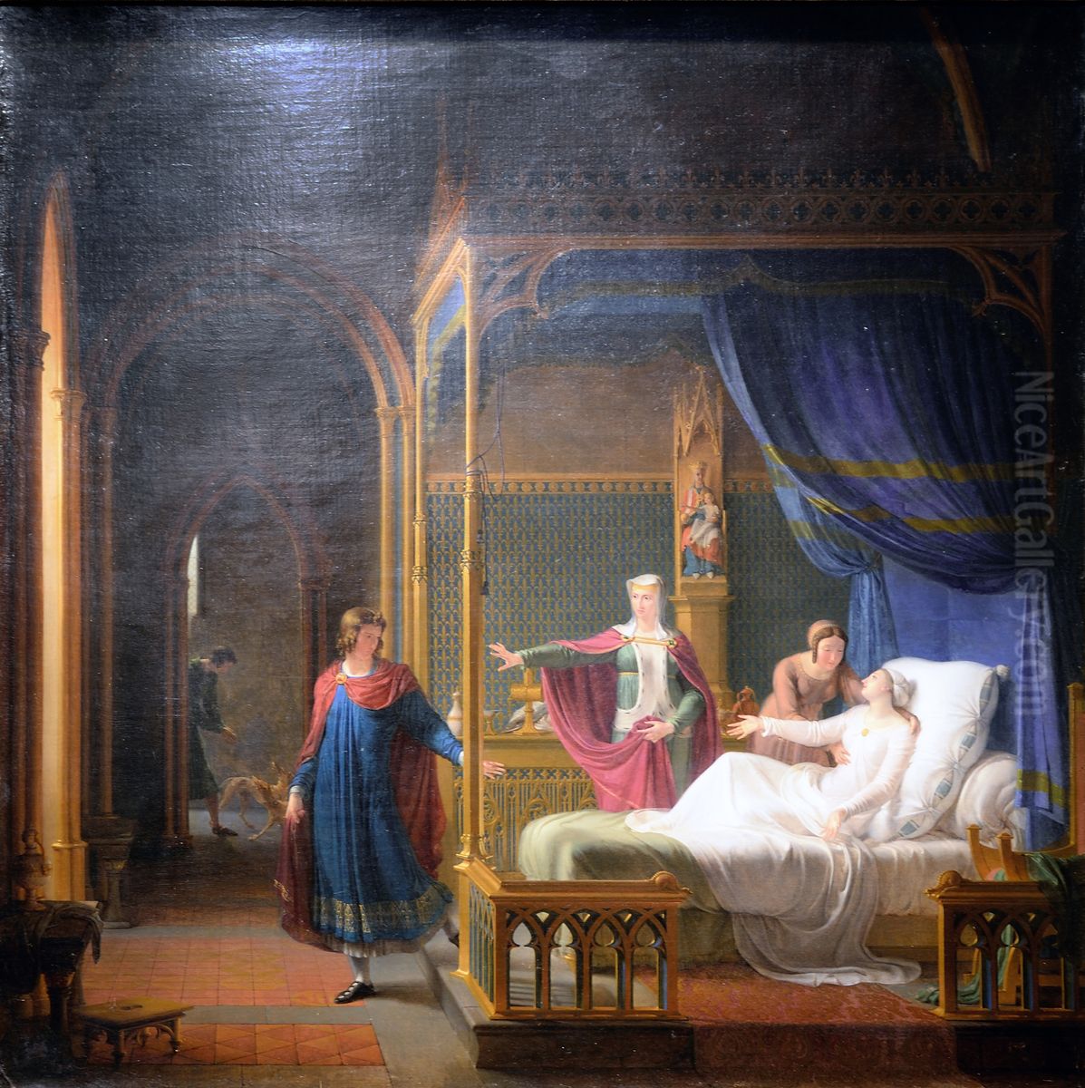 La Deference de saint Louis pour sa mere Oil Painting by Francois Fleury-Richard