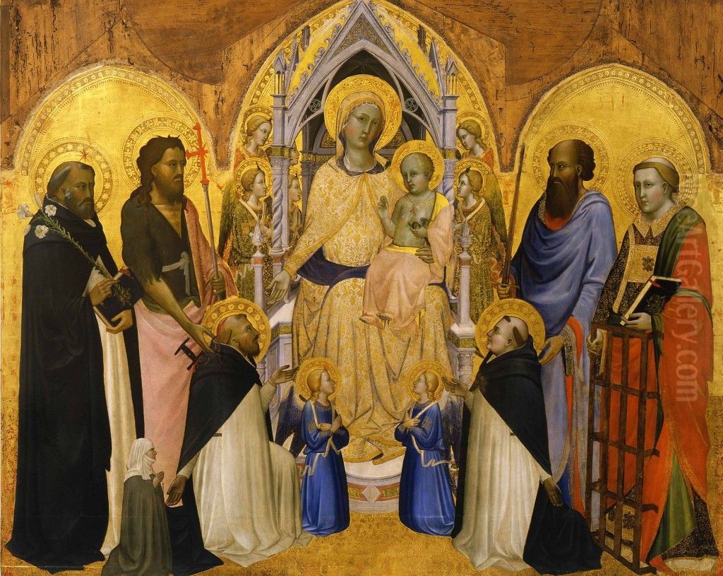 Enthroned Madonna and Child with Saints Oil Painting by Agnolo Gaddi
