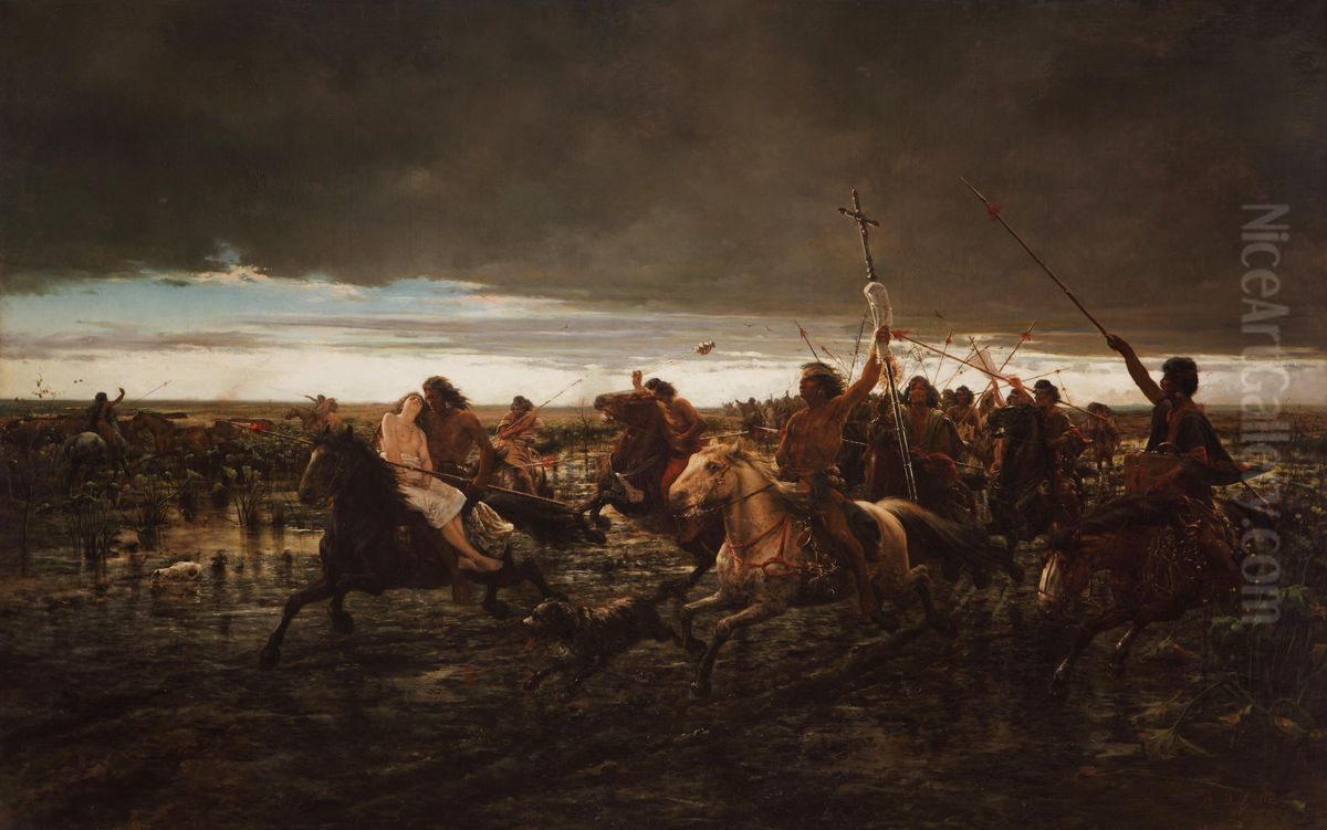 La vuelta del malon Oil Painting by Angel Della Valle