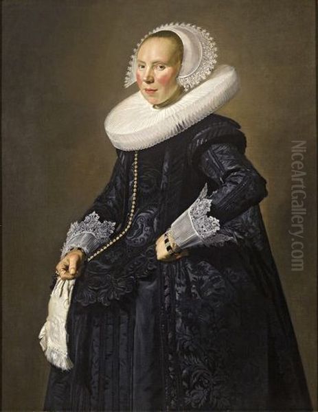 Portrait of a woman, probably Cunera van Baersdorp (1600-1640) Oil Painting by Frans Hals