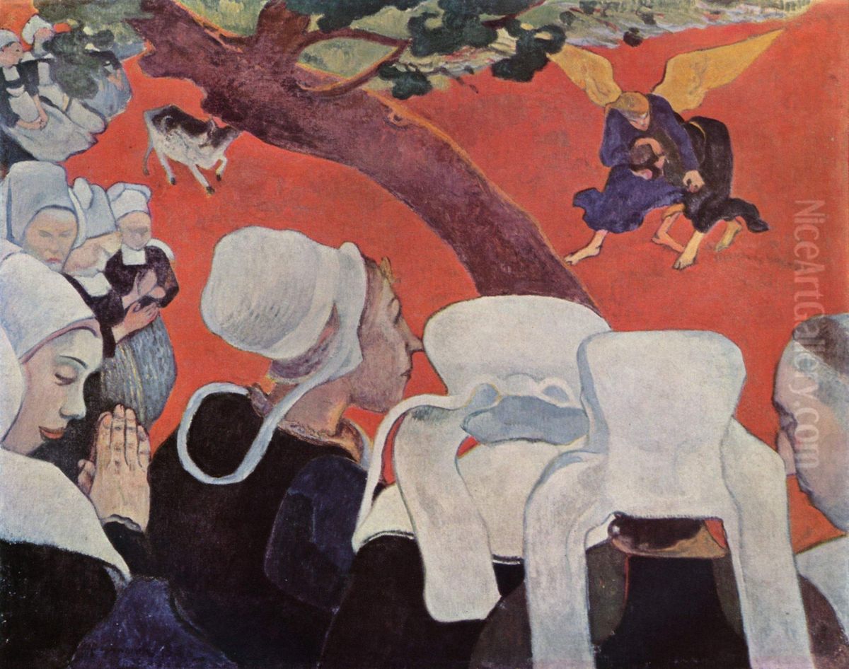 La Vision apres le Sermon (La Lutte de Jacob avec l'Ange) Oil Painting by Paul Gauguin