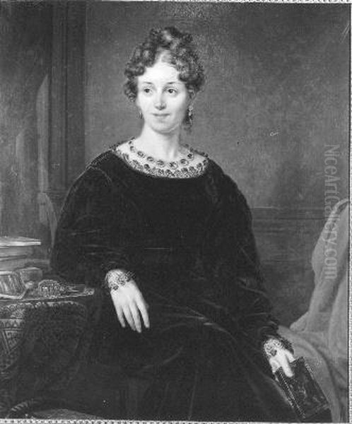 Mevr. A.P. Muller-Westerman, toneelschrijfster en actrice (1802-1897) Oil Painting by Louis Moritz