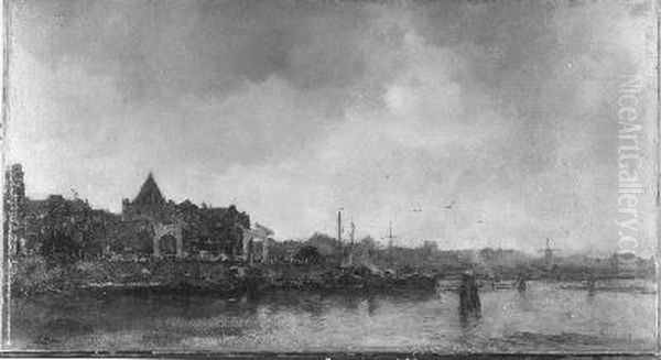 Prins Hendrikkade met de Schreierstoren Oil Painting by Jacob Maris
