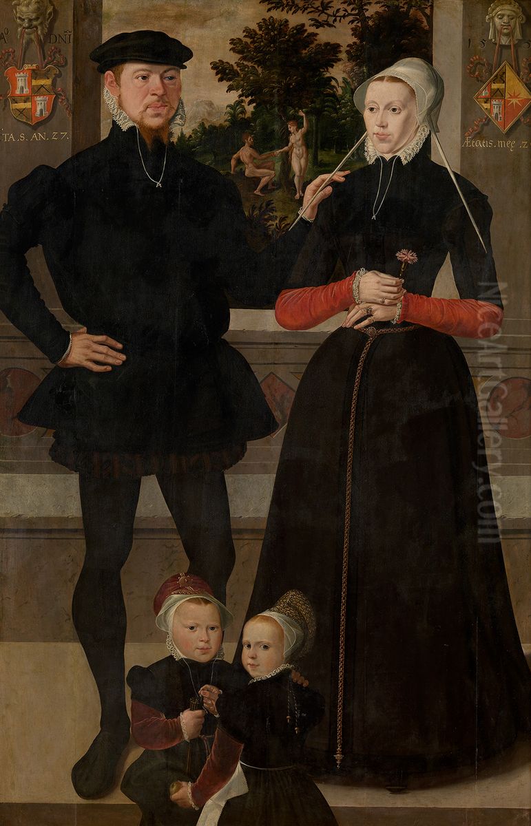 Thomas Gerritzn Doesburch en Claesje Hendricksdr Roeclaes met hun dochters Oil Painting by unknown