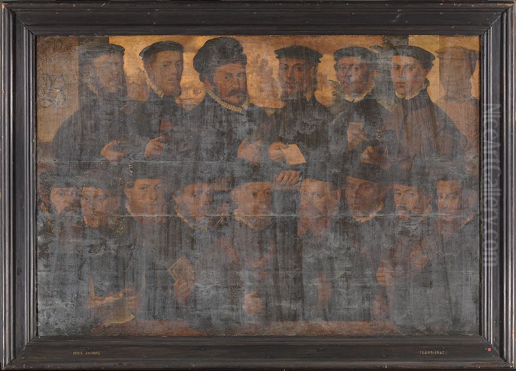 Schutters van Rot B (Kloveniersdoelen) Oil Painting by Dirck Jacobsz.