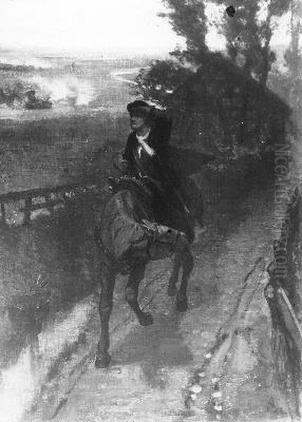 Anno 1704. Willem Vleertman verkent het terrein bij Hochstadt Oil Painting by August Allebe