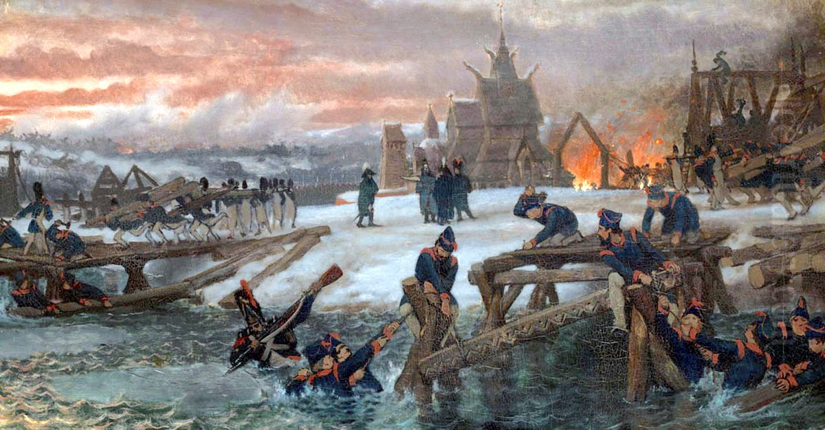 Anno 1812. Kapitein Benthien aan de Beresina Oil Painting by Lawrence Alma-Tadema