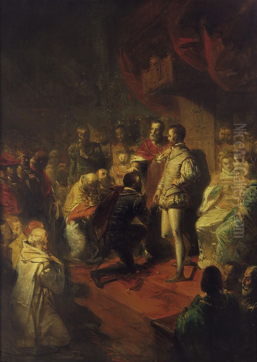 Anno 1555. De troonafstand van Karel V Oil Painting by Johannes Hinderikus Egenberger