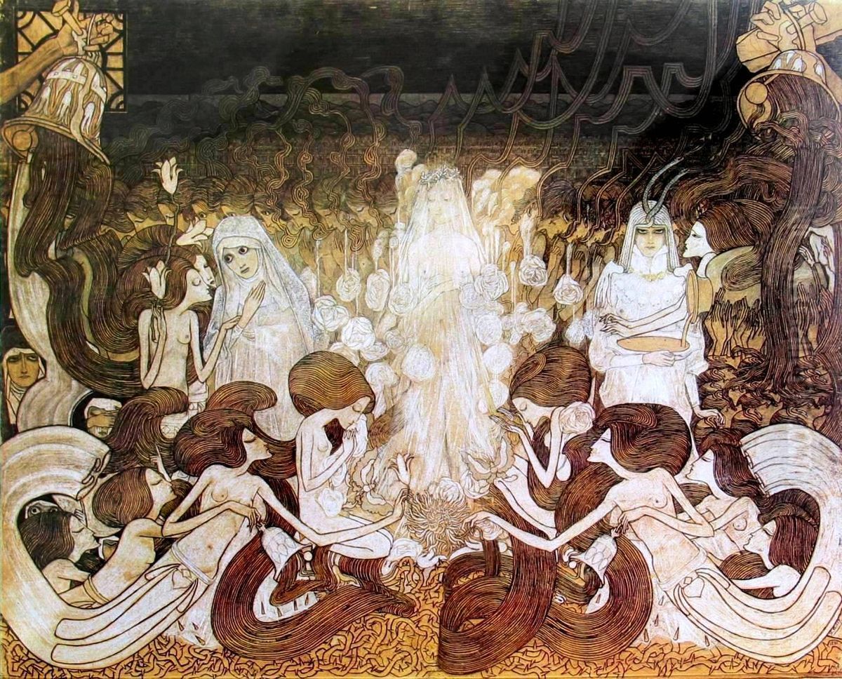 De drie bruiden Oil Painting by Jan Toorop