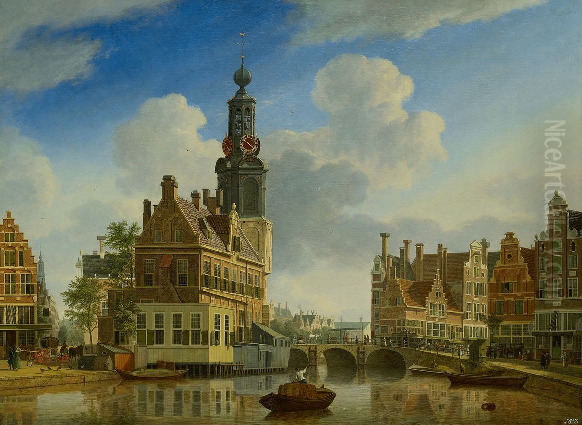 De Munttoren gezien van het Singel Oil Painting by Jan ten Compe