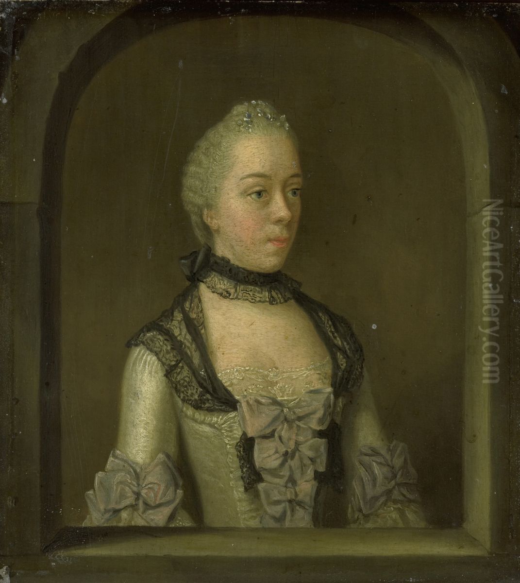 Wilhelmina Hillegonda Schuyt (1728-1802). Echtgenote van Joachim Rendorp Oil Painting by Tibout Regters