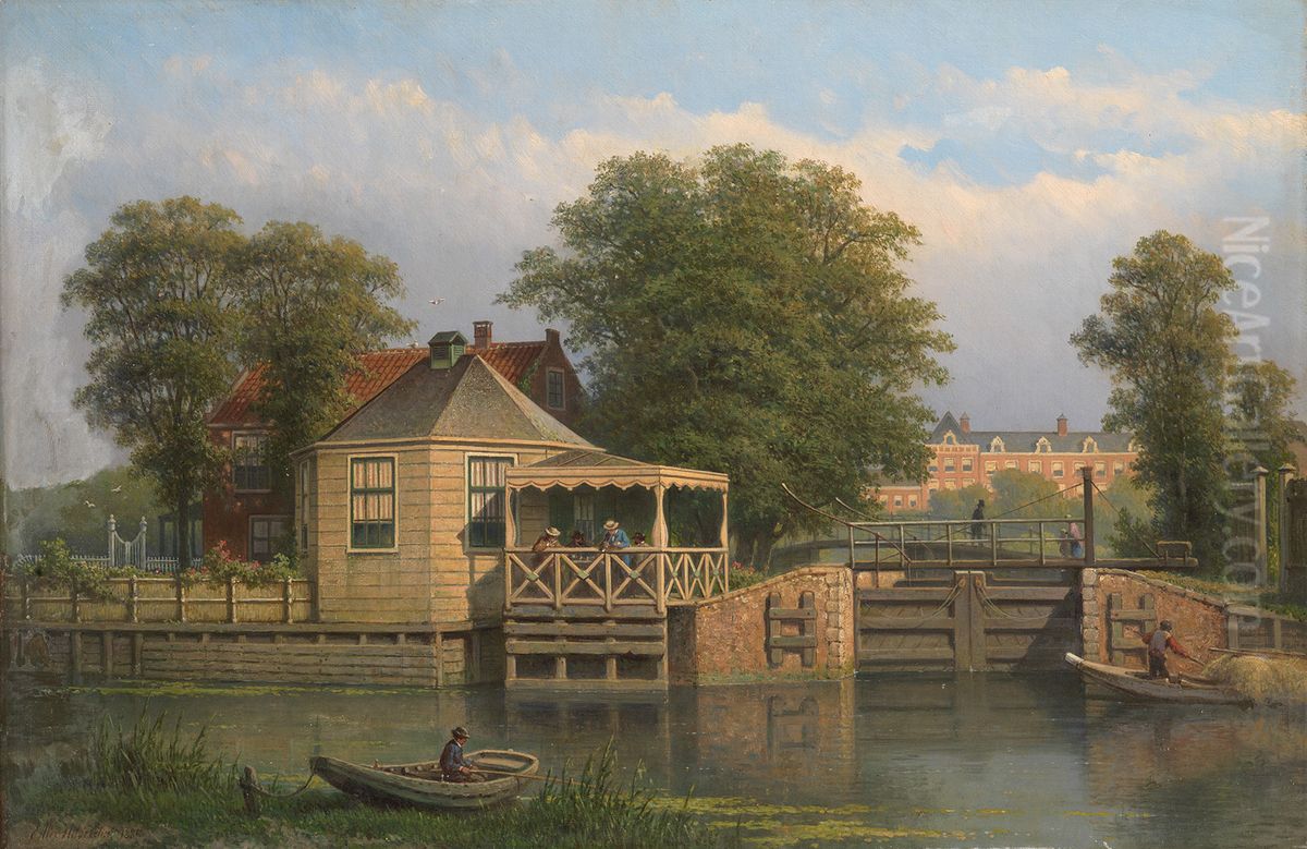 Het Polderhuis aan de Boerenwetering Oil Painting by Eduard Alexander Hilverdink