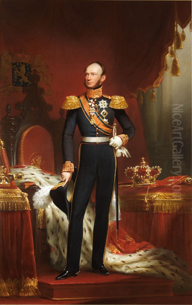 Portrait of King Willem II (1792-1849) Oil Painting by Jan Adam Kruseman