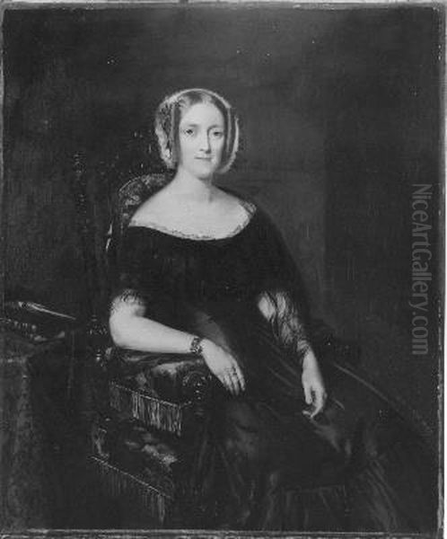 W.C. van Hoorn-van de Poll (1795-1847) Oil Painting by Johan Georg Schwartze