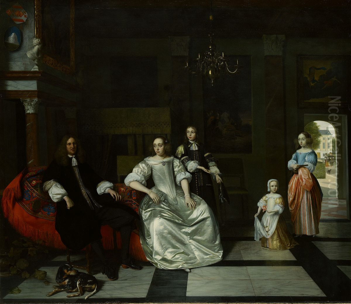 De familie Jacott-Hoppesack-The Jacott-Hoppesack Family Oil Painting by Pieter De Hooch