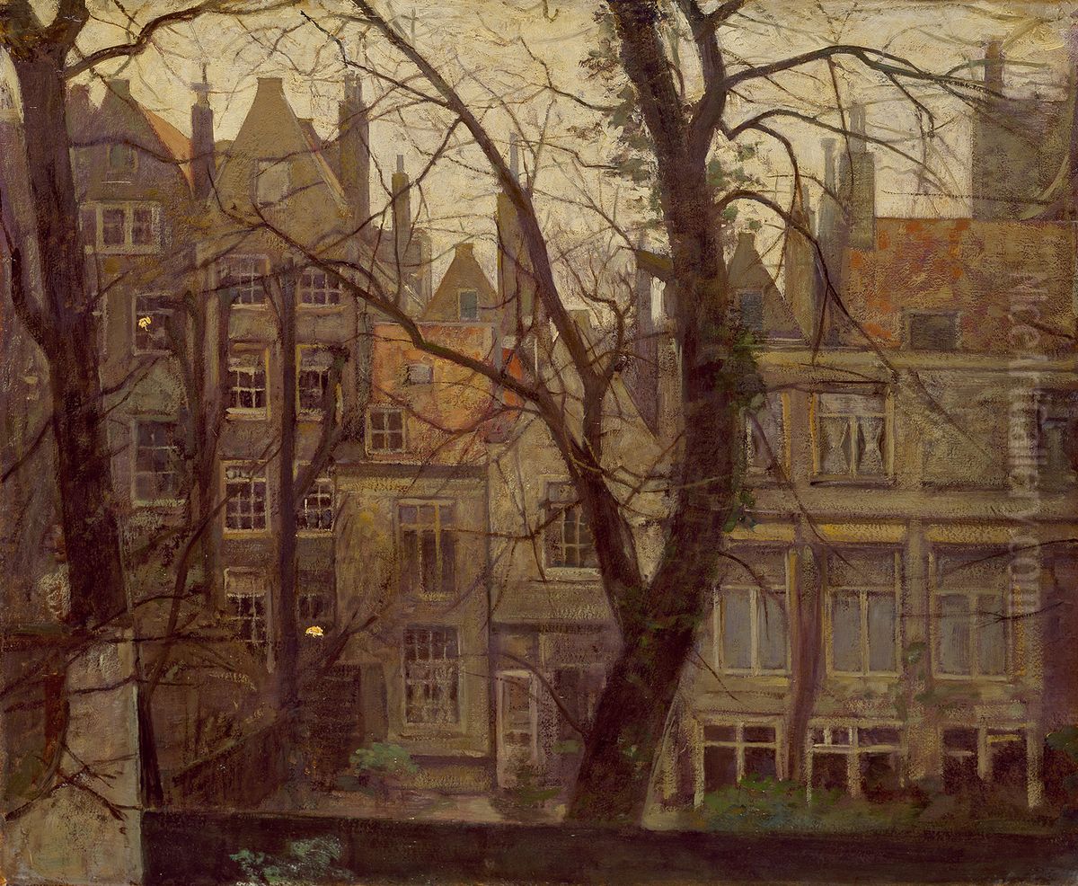 Uitzicht vanuit het atelier Keizersgracht 327, Amsterdam-View from the studio Oil Painting by Jan Veth