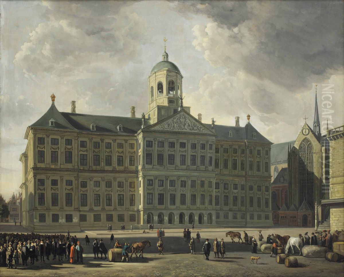 The City Hall on Dam Square, Oil Painting by Gerrit Adriaenszoon Berckheyde