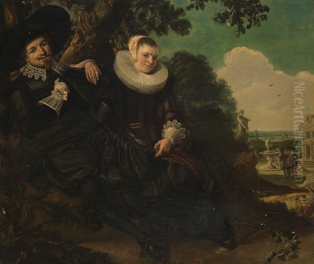 Huwelijksportret van Isaac Abrahamsz Massa en Beatrix van der Laen Oil Painting by Frans Hals