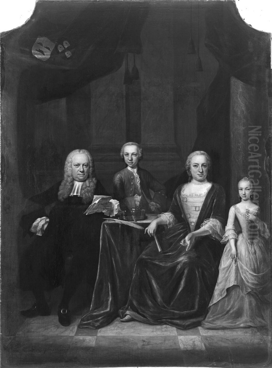 Mr. Jan Graafland (1697-1767) en zijn gezin Oil Painting by Jan Maurits Quinkhard