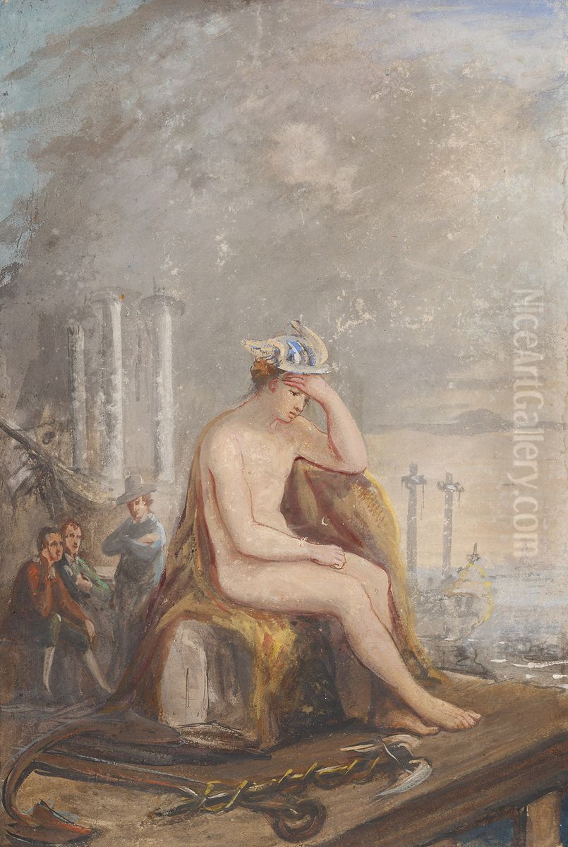 1794, verlies kolonie Kaap de Goede Hoop-Kroniek van echtpaar Joh. Samuel Wurfbain (1770-1851) en Anna Maria Geertruida Hurrelbrinck (1772-1850), bij gelegenheid van hun gouden bruiloft Oil Painting by Nicolaas Pieneman