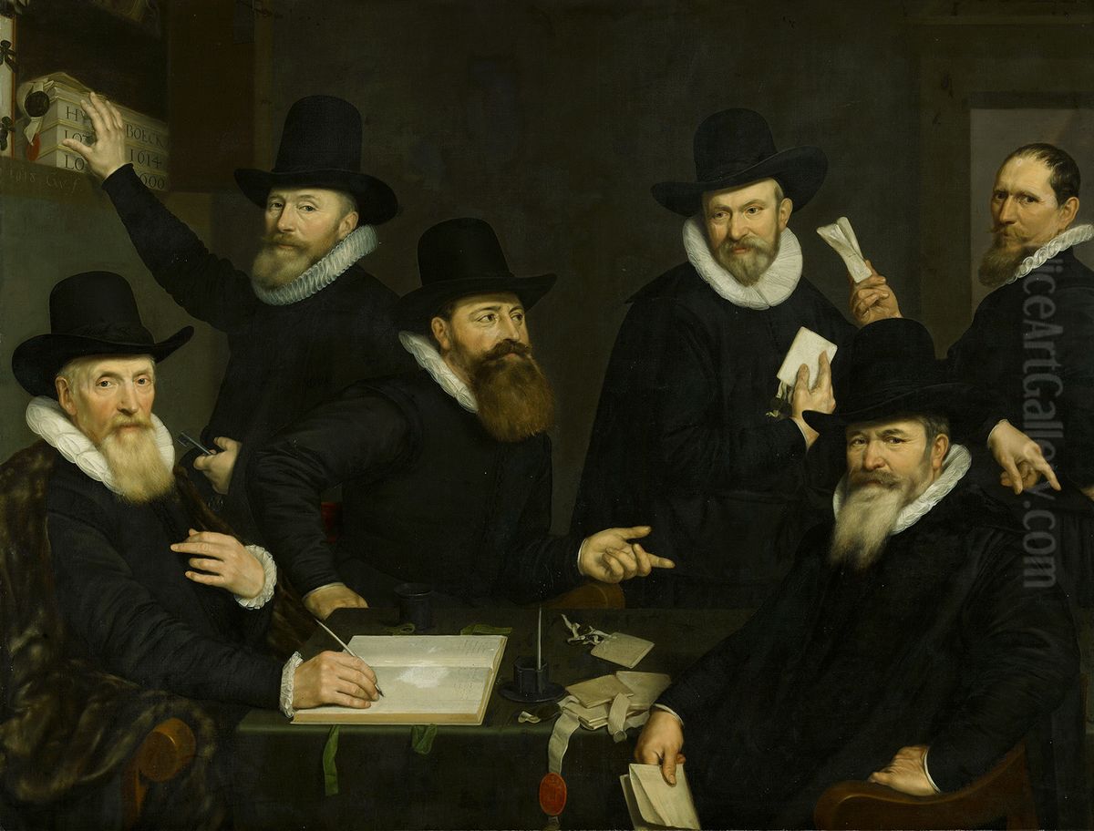 De regenten van het Oude Mannen- en Vrouwengasthuis-The Governors of the Old Men's and Women's Home Oil Painting by Cornelis van der Voort