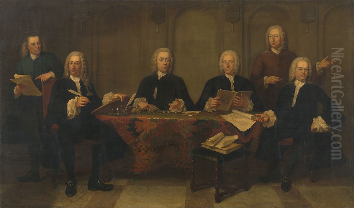 De regenten van het Oude Mannen- en Vrouwengasthuis Oil Painting by Jan Maurits Quinkhard