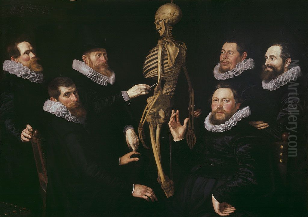 De osteologieles van Dr. Sebastiaen Egbertsz.-Anatomische les van Dr. Sebastiaen Egbertsz. de Vrij-The Osteology lesson of Dr. Sebastiaen Egbertsz Oil Painting by Nicolaes Eliaszoon Pickenoy