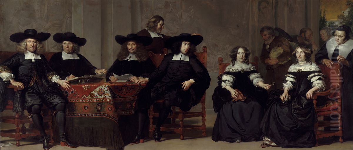 Governors and Governesses of the Oudemannen- en Vrouwengasthuis Oil Painting by Adriaen Backer