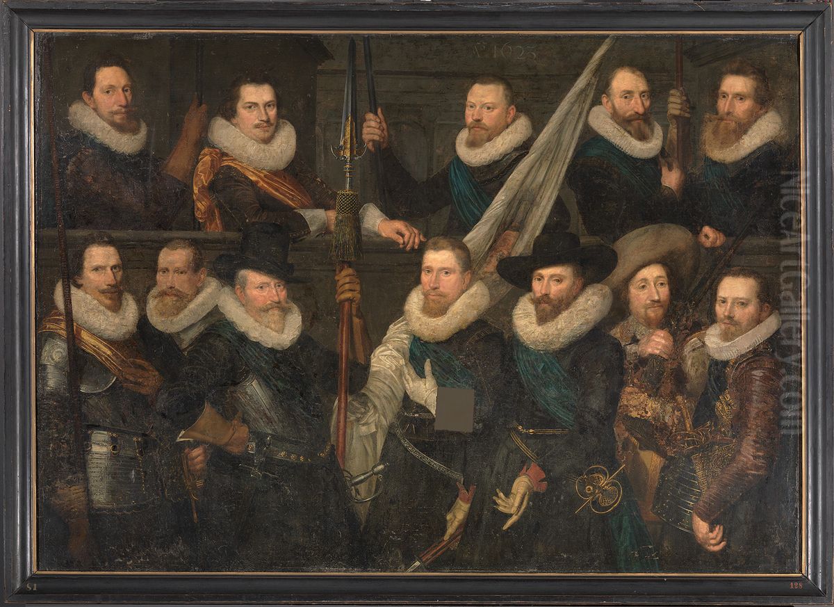 Schutters van de compagnie van kapitein Adriaen Pietersz. Raep en Dirck Hasselaer-Korporaalschap van kapitein Adriaen Pietersz. Raep en Dirck Hasselaer Oil Painting by Cornelis van der Voort