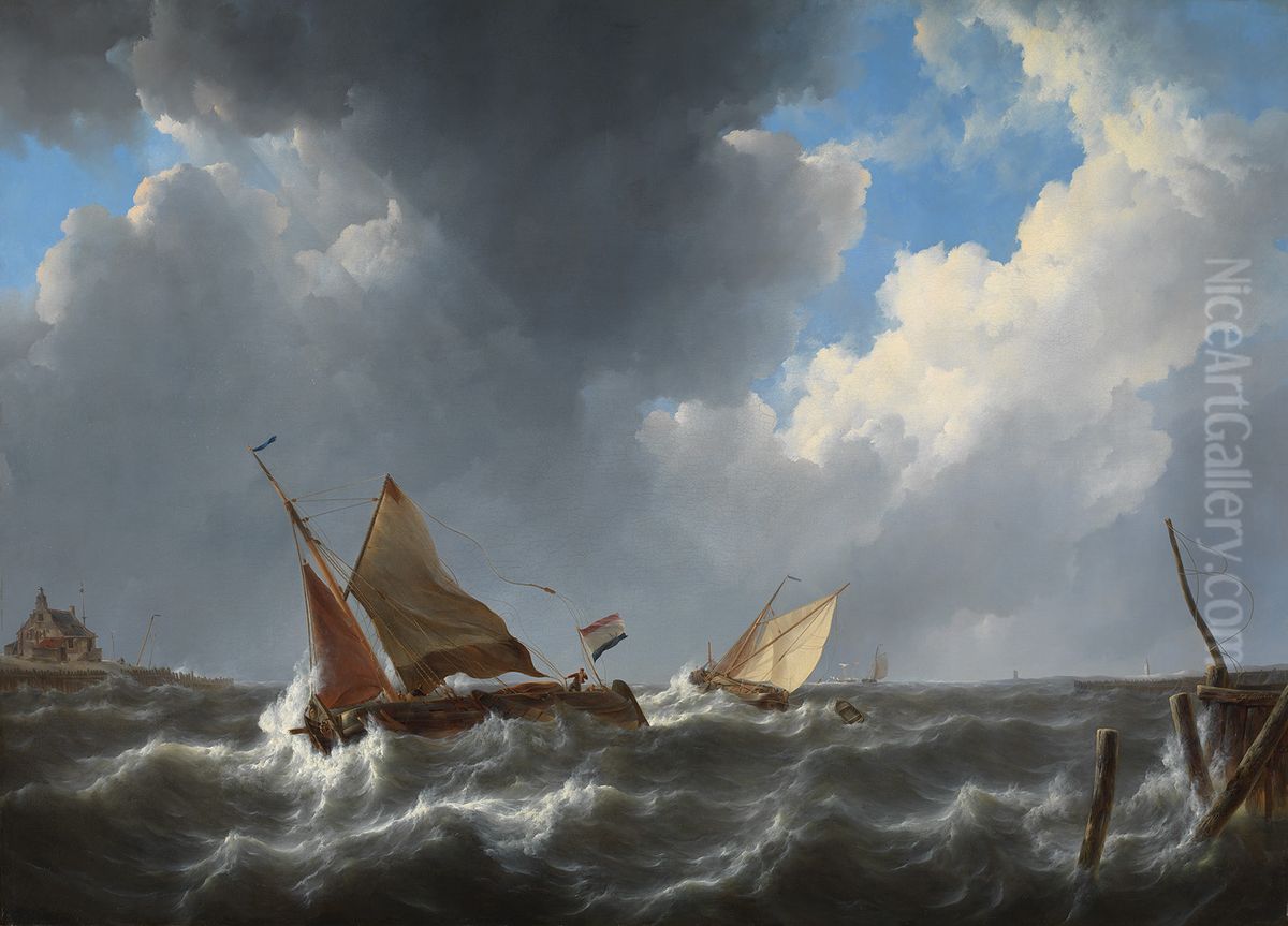 Woelend water Oil Painting by Johannes Christiaan Schotel