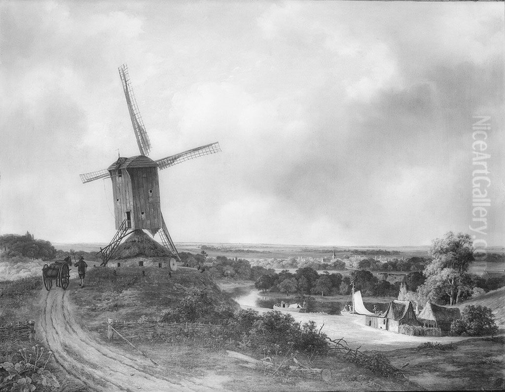 Landschap Oil Painting by Nicolaas Johannes Roosenboom