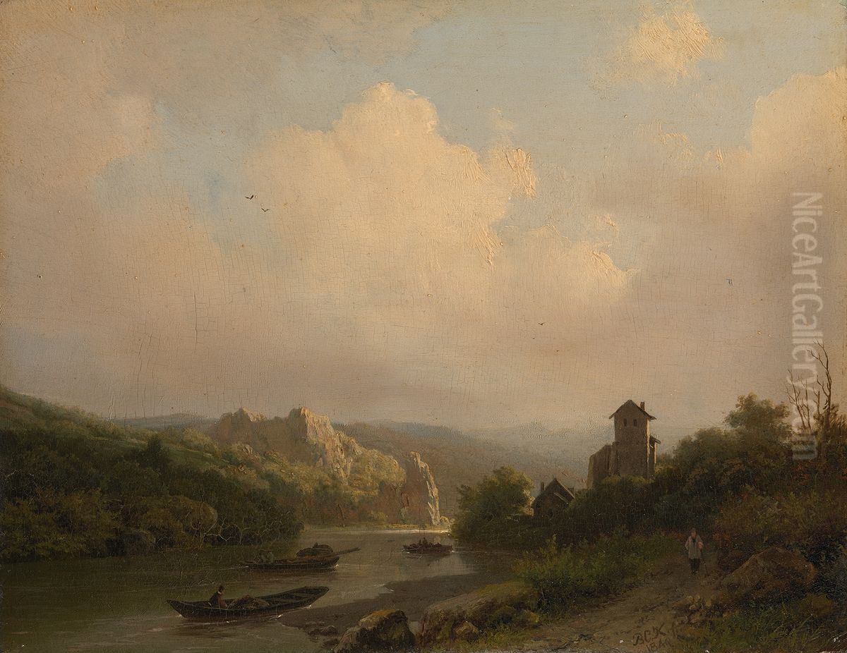 Een rivier in bergachtig landschap Oil Painting by Barend Cornelis Koekkoek