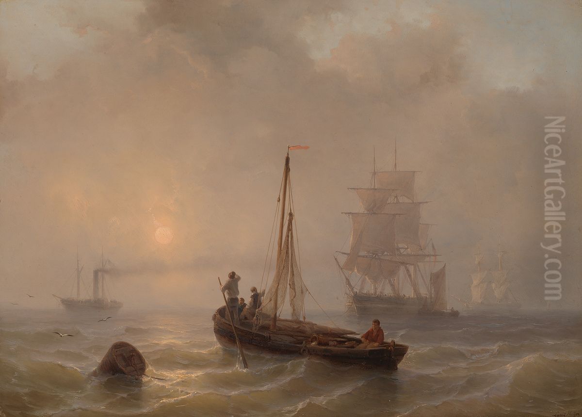 Woelige zee Oil Painting by Louis Meijer