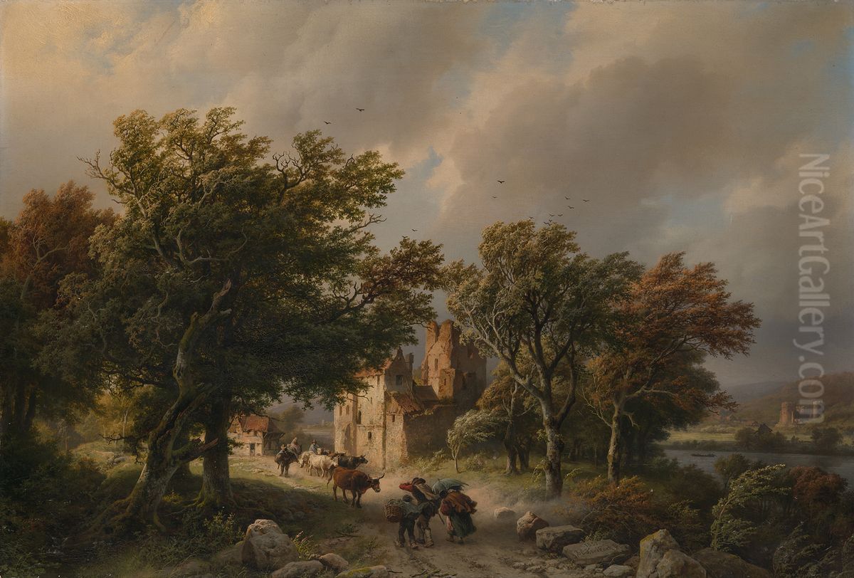 De rukwind Oil Painting by Barend Cornelis Koekkoek