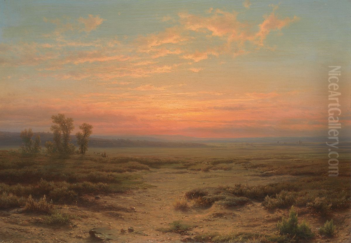 Heide bij avond Oil Painting by Cornelis Lieste