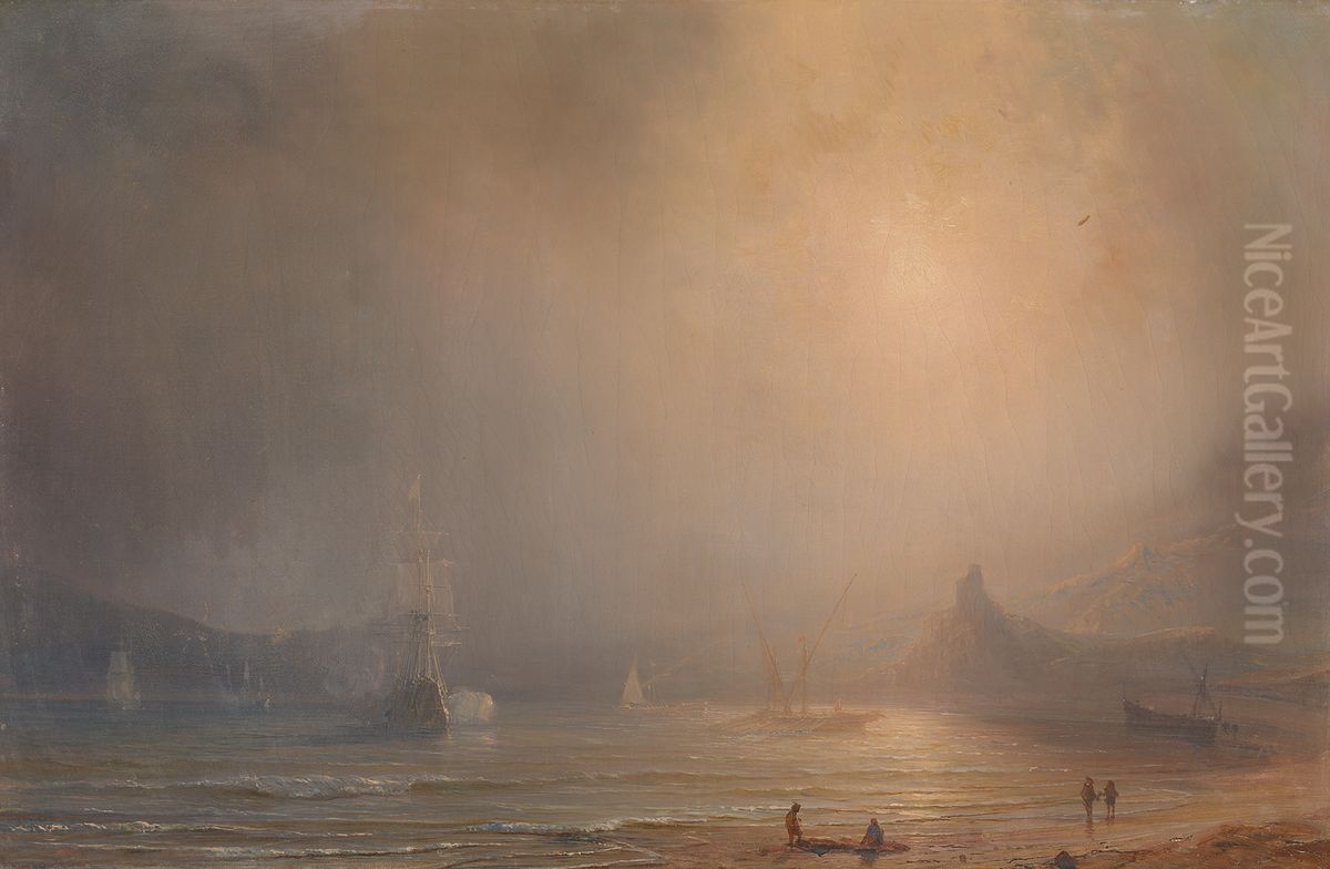 Fog on the Coast of the Mediaterrian Sea Oil Painting by Theodore Gudin