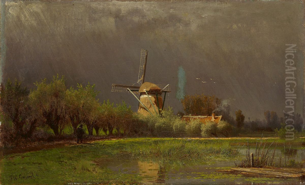 landscape with Mill Oil Painting by Paul Joseph Constantine Gabriel