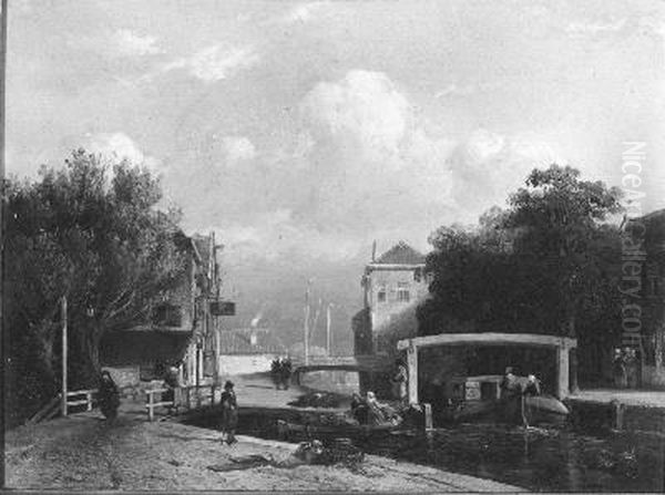 Stadsgezicht Oil Painting by Solomon Leonard Verveer