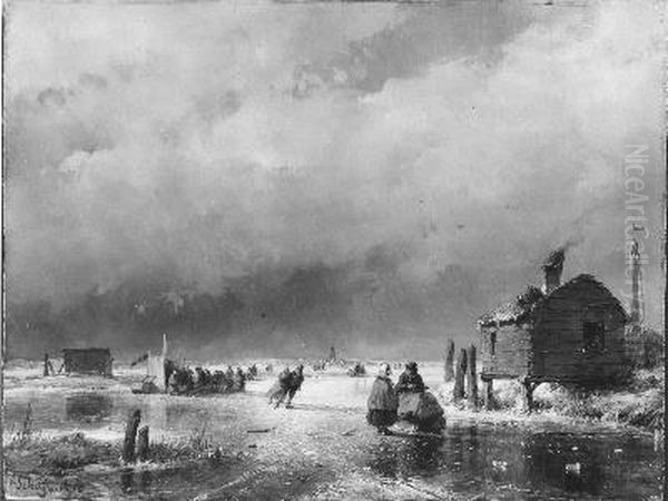 IJsgezicht Oil Painting by Andreas Schelfhout