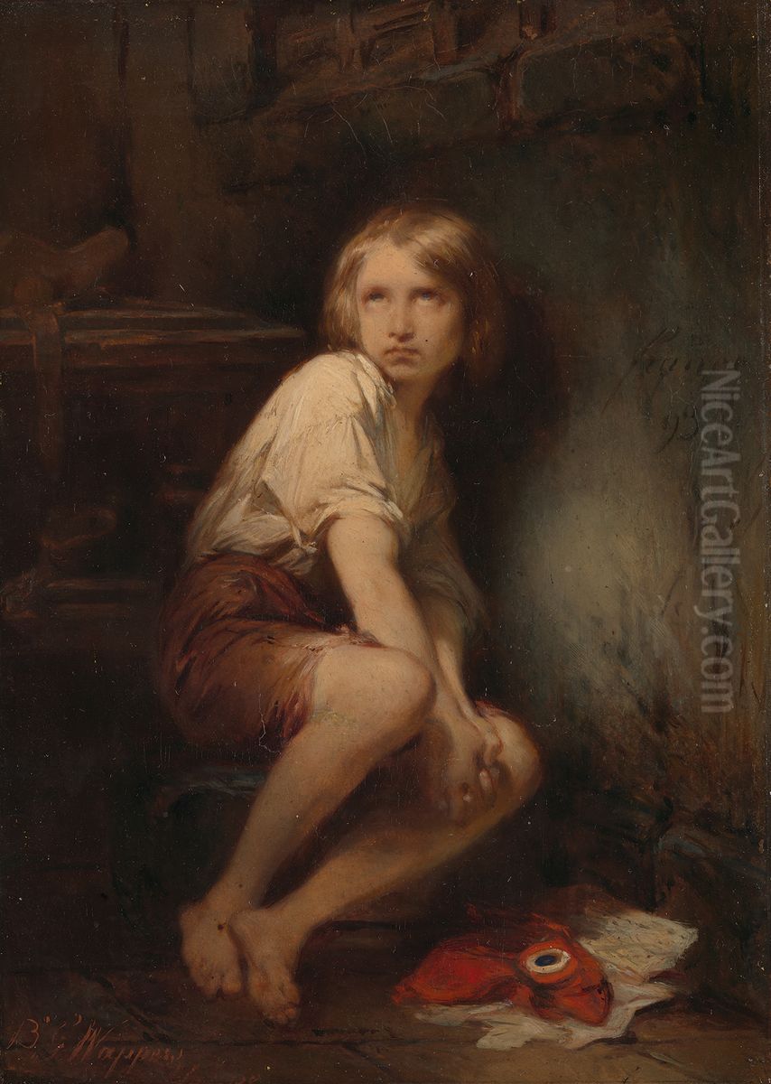 Lodewijk XVII in de temple Oil Painting by Egide Charles Gustave Wappers