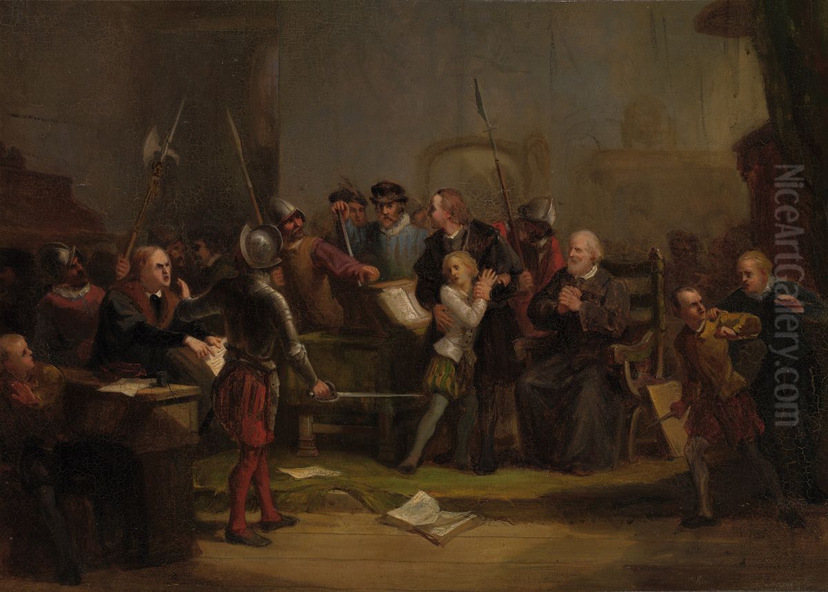 Anno 1568. Filips Willem wordt uit de hogeschool te Leuven ontvoerd Oil Painting by David Van Der Kellen