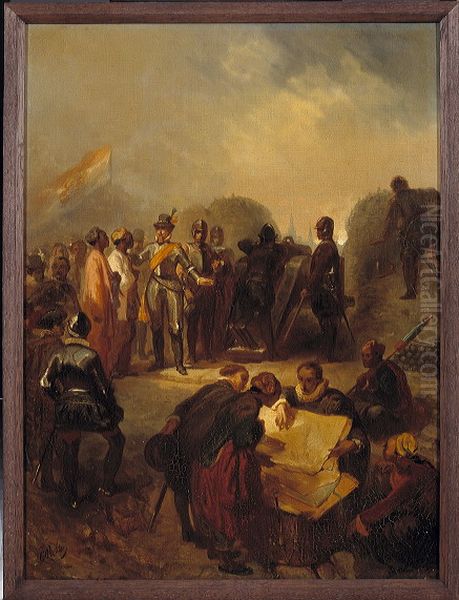 Anno 1602. De gezanten van Atjeh bezoeken Maurits bij Grave Oil Painting by Charles Rochussen